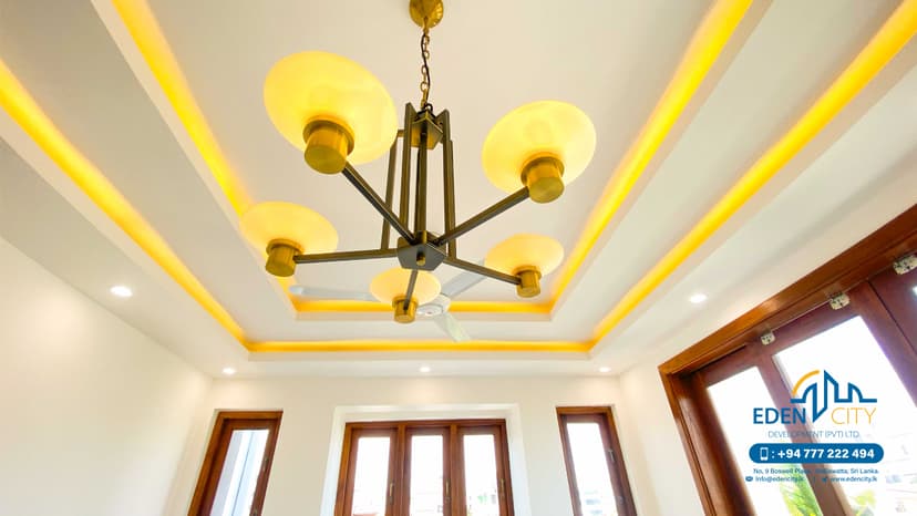 House at Janaki Lane - modern ceiling lighting and lounge area